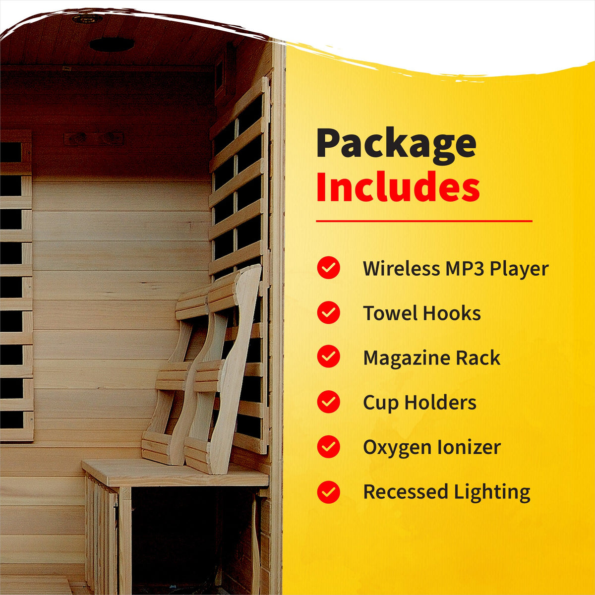 75-In H X 46-In W X 72-In D Hemlock Fir Wood Infrared Sauna